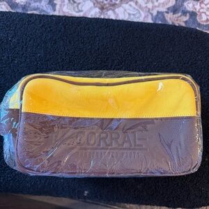 Corral Yellow and Brown Leather-Trim Travel Case